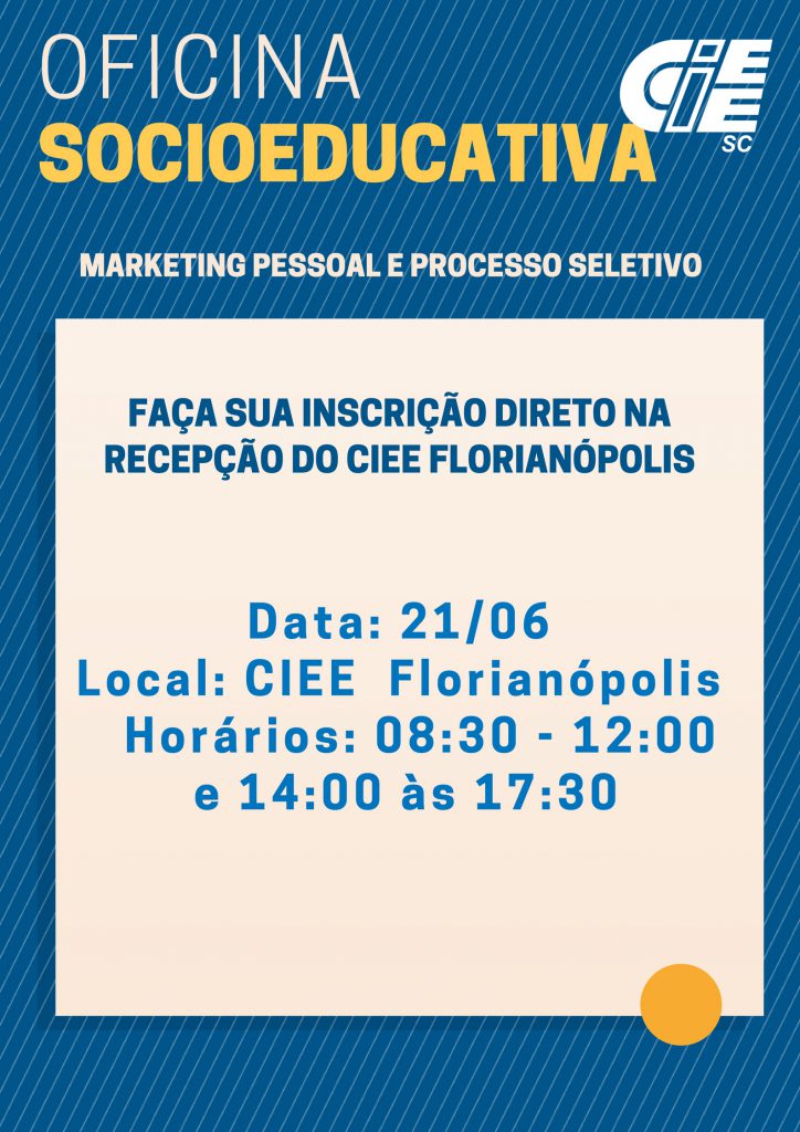OFICINA SOCIOEDUCATIVA: Faça sua inscrição.